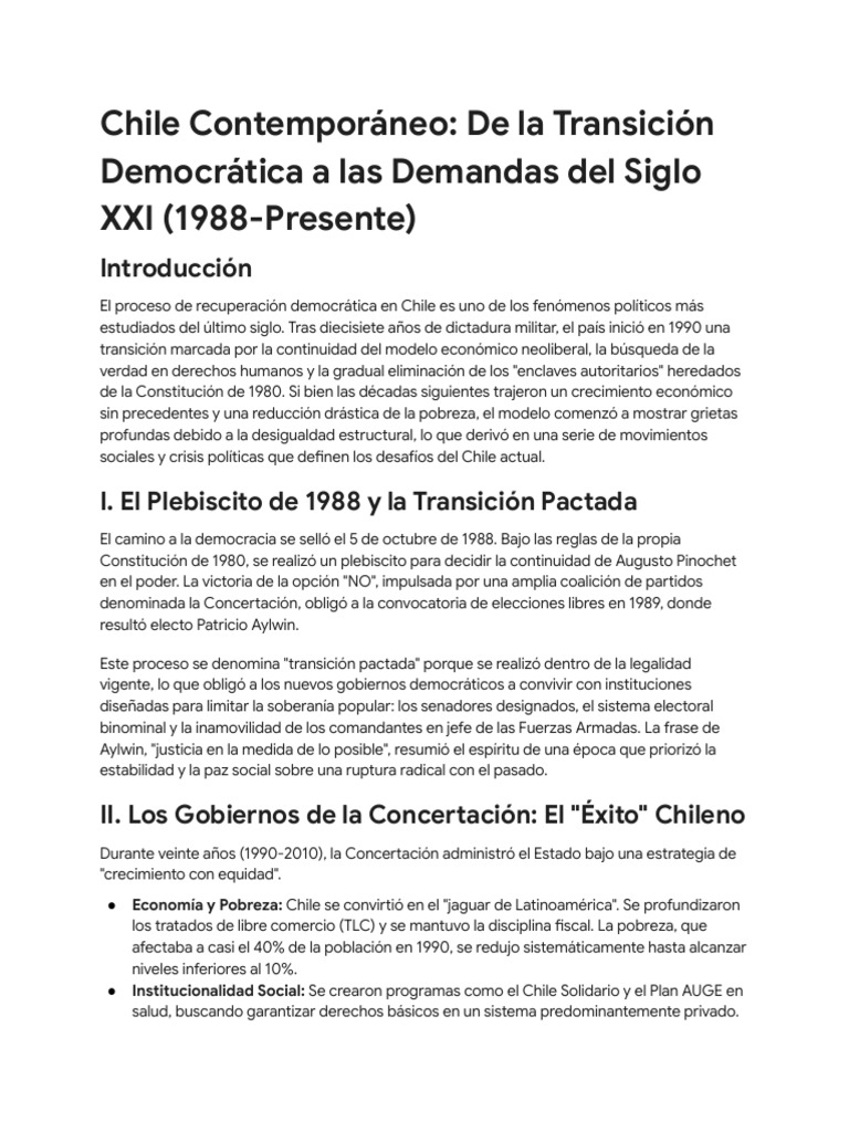 Ensayo Histórico_ Transición y Desafíos de La Democracia Actual | PDF ...