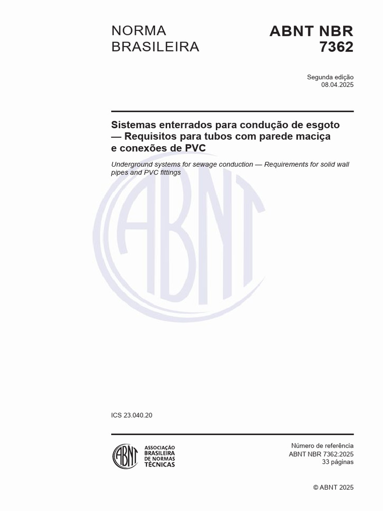 NBR 7362 - Sistemas Enterrados para Condução de Esgoto | PDF