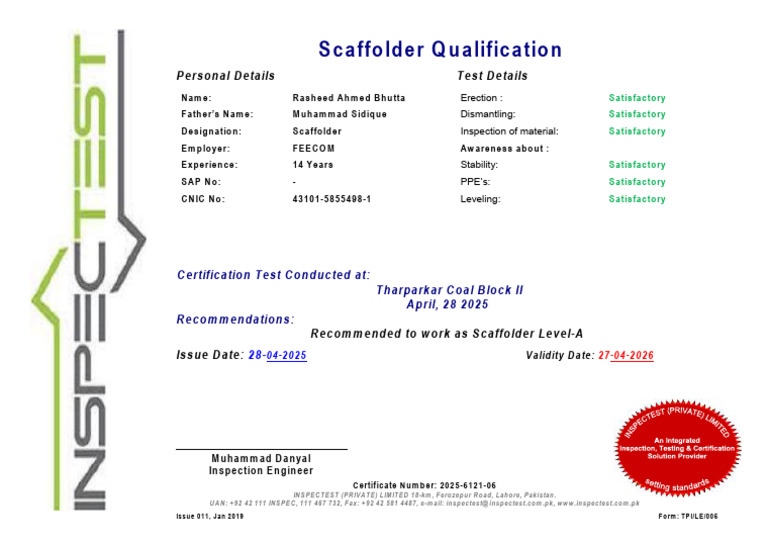 2025-6121-027 Rasheed Ahmed Scaffolder | PDF