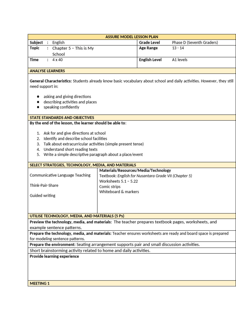Lesson Plan Chap 5-2 | PDF | Lesson Plan | Cognition