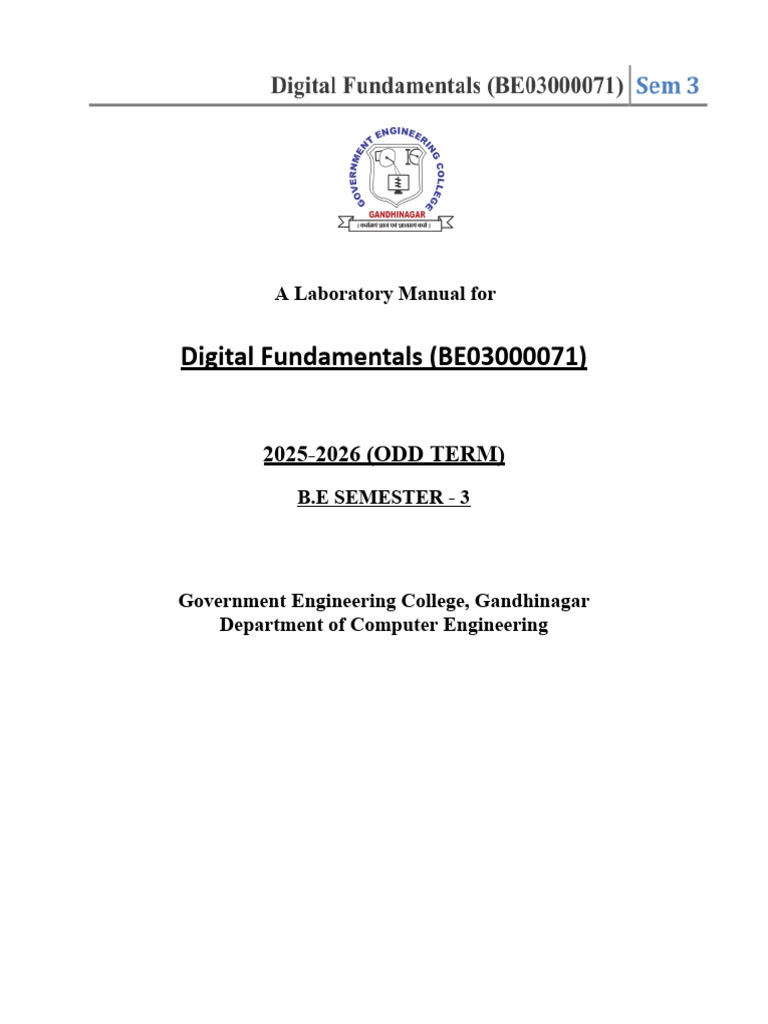 BE03000071__DF_Lab_Manual.docx-1-5 | PDF | Digital Electronics | Curriculum