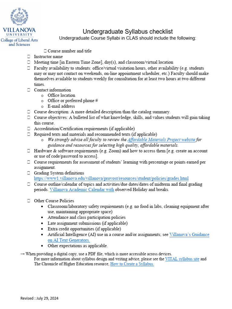 Clas Undergrads y Ll Checklist 25 | PDF | Academic Integrity