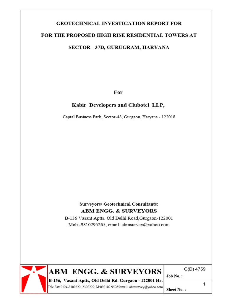 Geotechnical Soil test Report for 3B Project 37D GGN | PDF | Foundation ...
