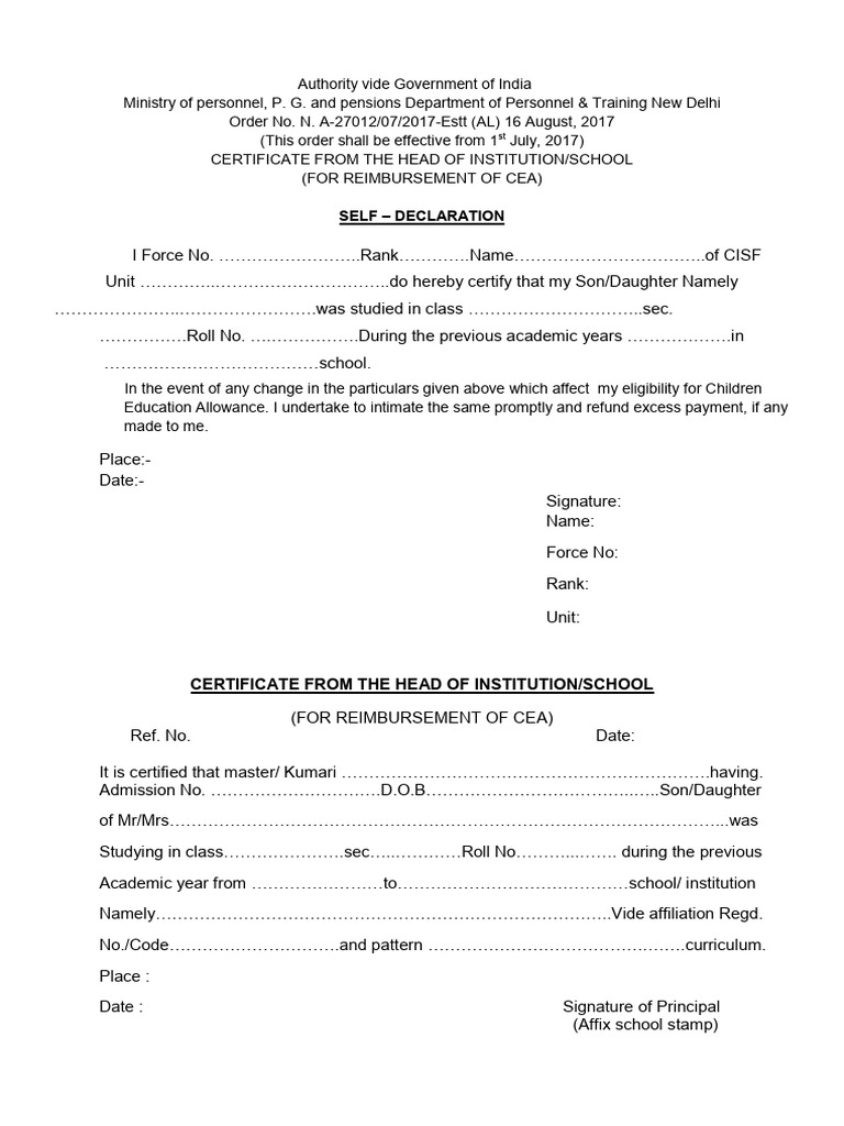 Cea Form PDF | PDF