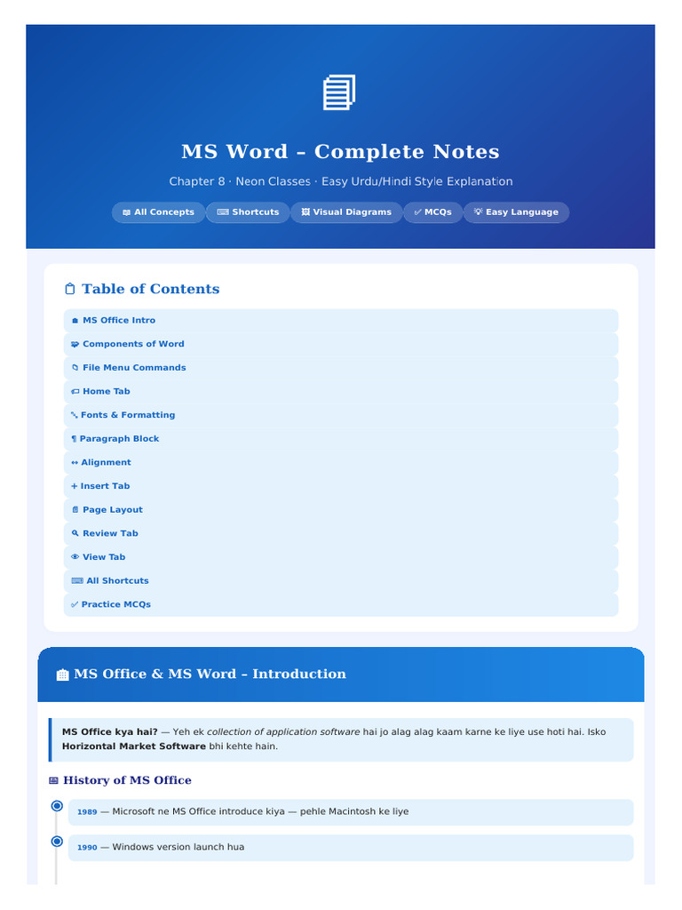 MS Word Notes | PDF | Microsoft Word | Software
