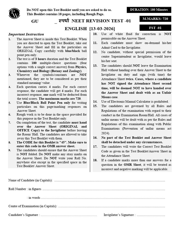 FST_01 Question Paper | PDF | Capacitor | Inductor