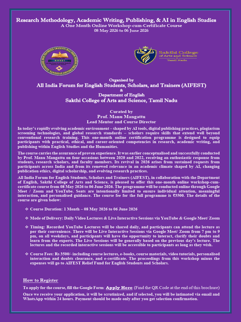 Research Workshop Brochure | PDF | Lecture | Plagiarism