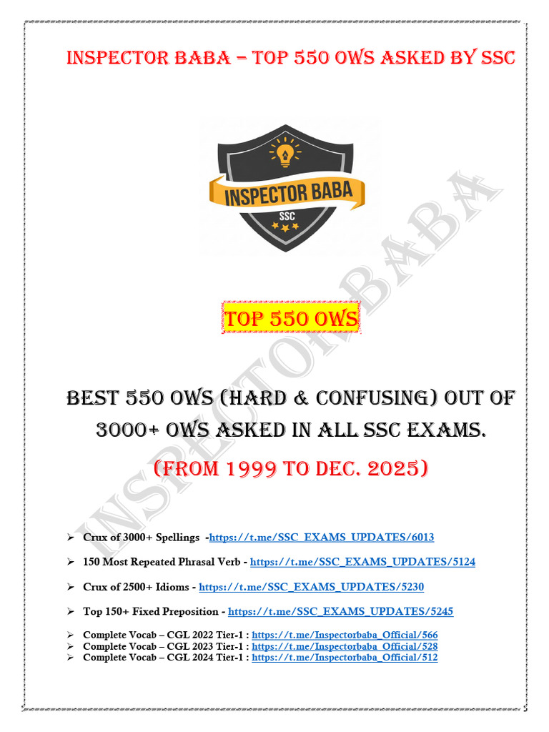 Top 550 Ows by Inspector Baba | PDF