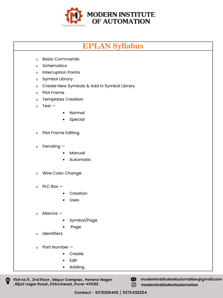 Eplan AutoCAD Syllabus | PDF