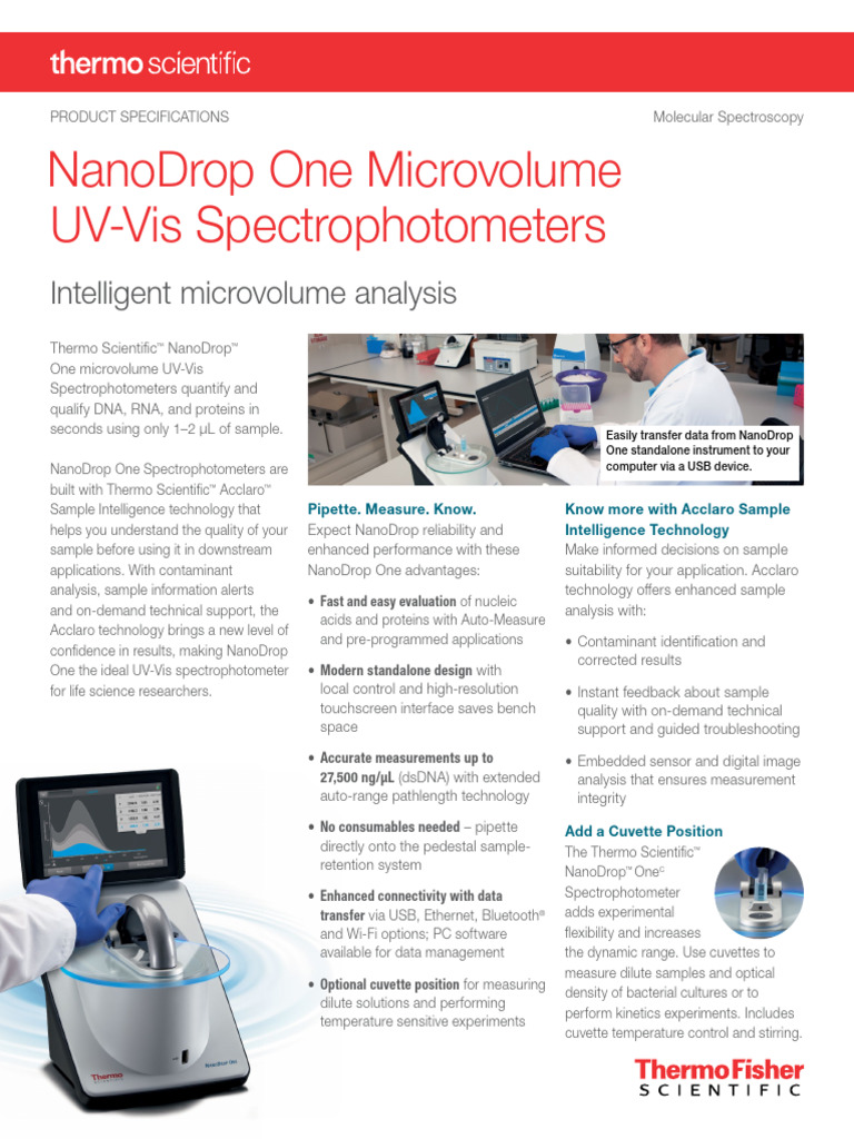 NanoDrop One Specifications | PDF