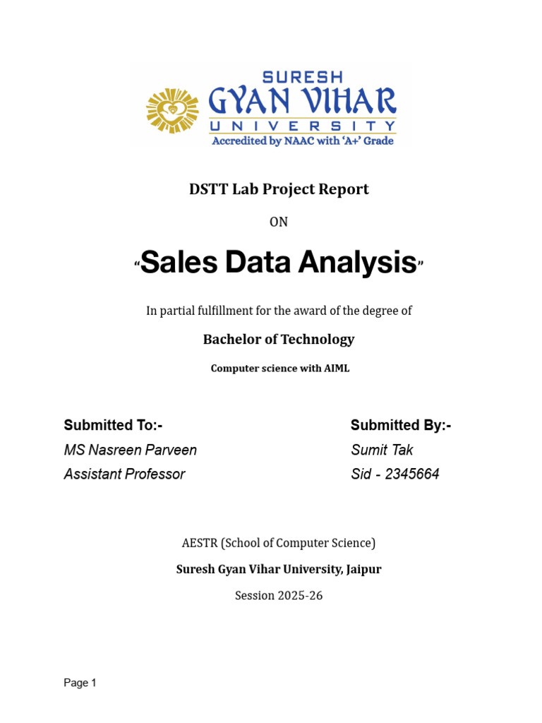 Sales Data Analysis Report | PDF | Data Science | Data Analysis