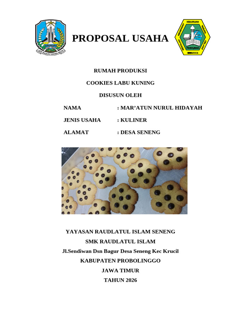 Proposal Usaha Cookies Labu Kuning | PDF