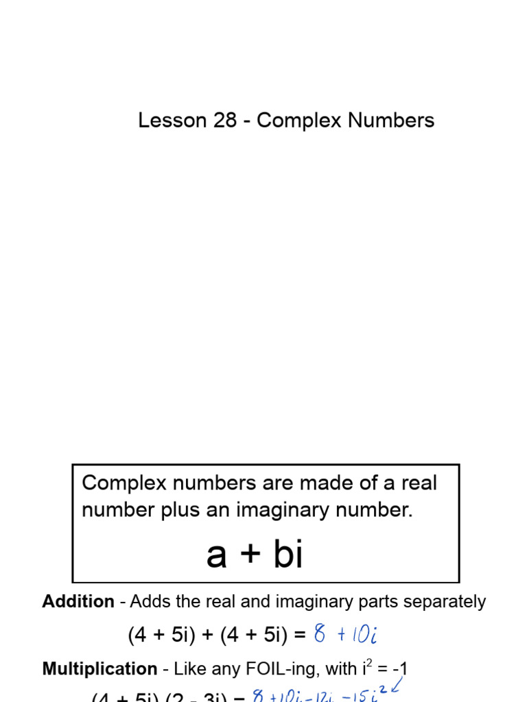 Lesson 28 - Complex Numbers (3) Copy | PDF | Complex Number | Cartesian ...