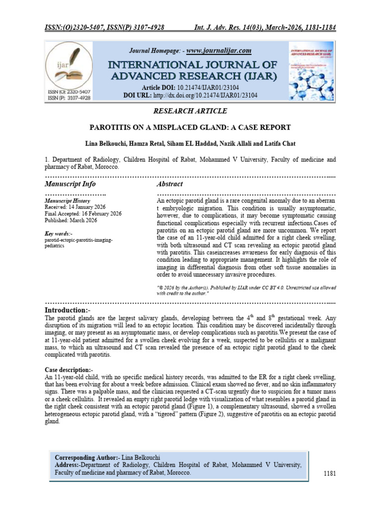 PAROTITIS ON A MISPLACED GLAND: A CASE REPORT | PDF | Magnetic ...