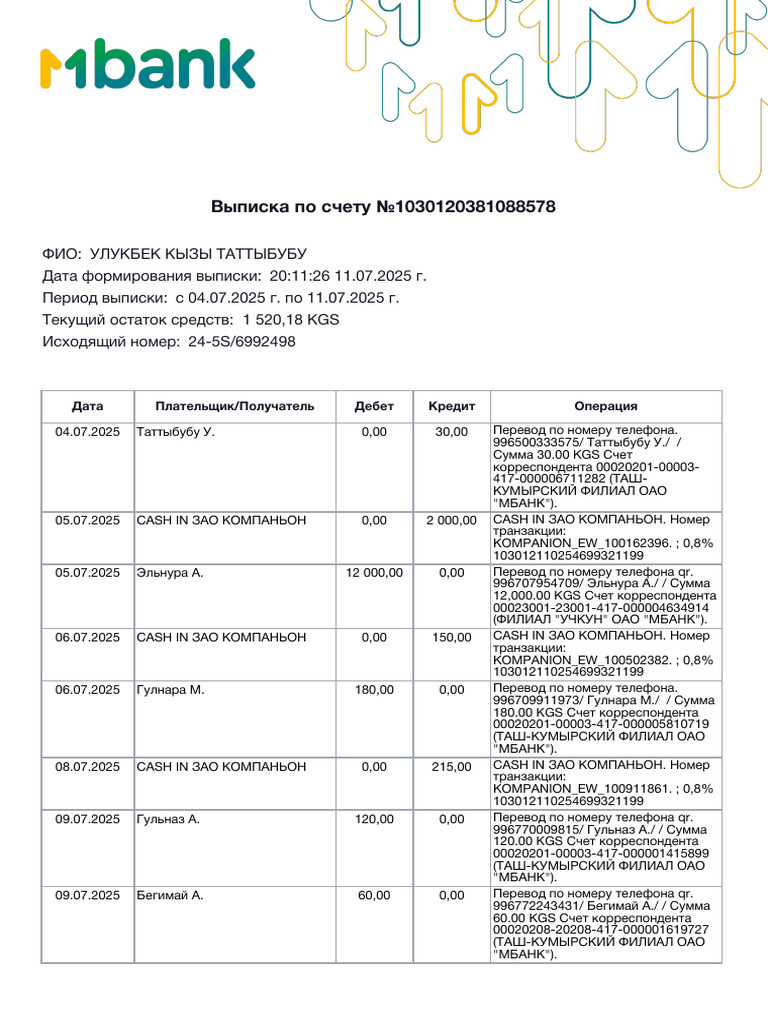 Mbank Account Statement | PDF