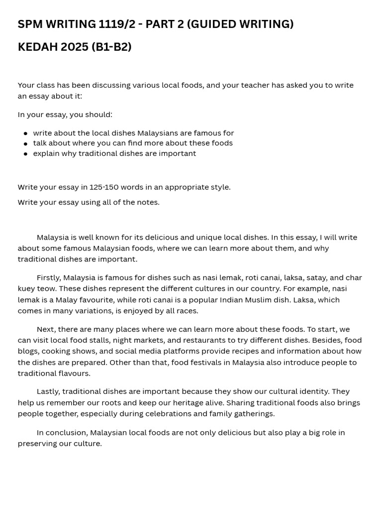 Spm Writing 11192 - Part 2 (Guided Writing) | PDF