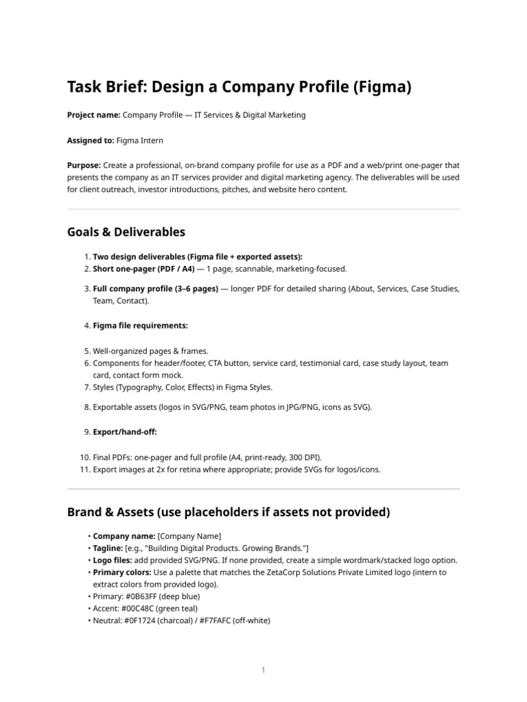 Company Profile Task — Figma Intern | PDF | Computing