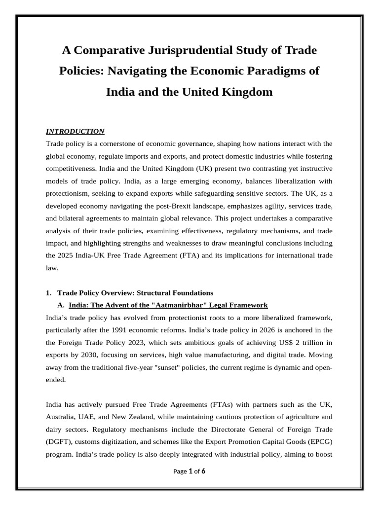A Comparative Jurisprudential Study of Trade Policies: Navigating the ...