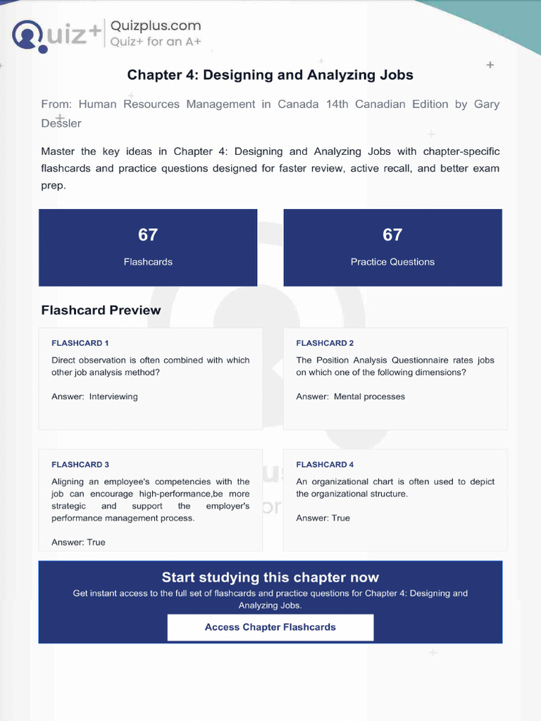 Flashcards for Chapter 4 Designing and Analyzing Jobs | PDF