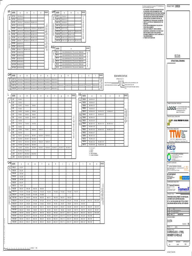 s1374 - Warehouse 3 - Steel Member Schedule - p2 | PDF | Structural ...