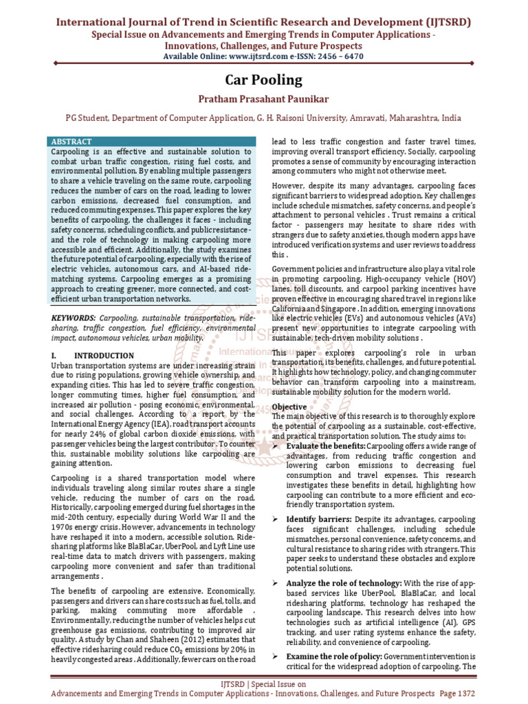 Car Pooling | PDF | Sustainable Transport | Transport