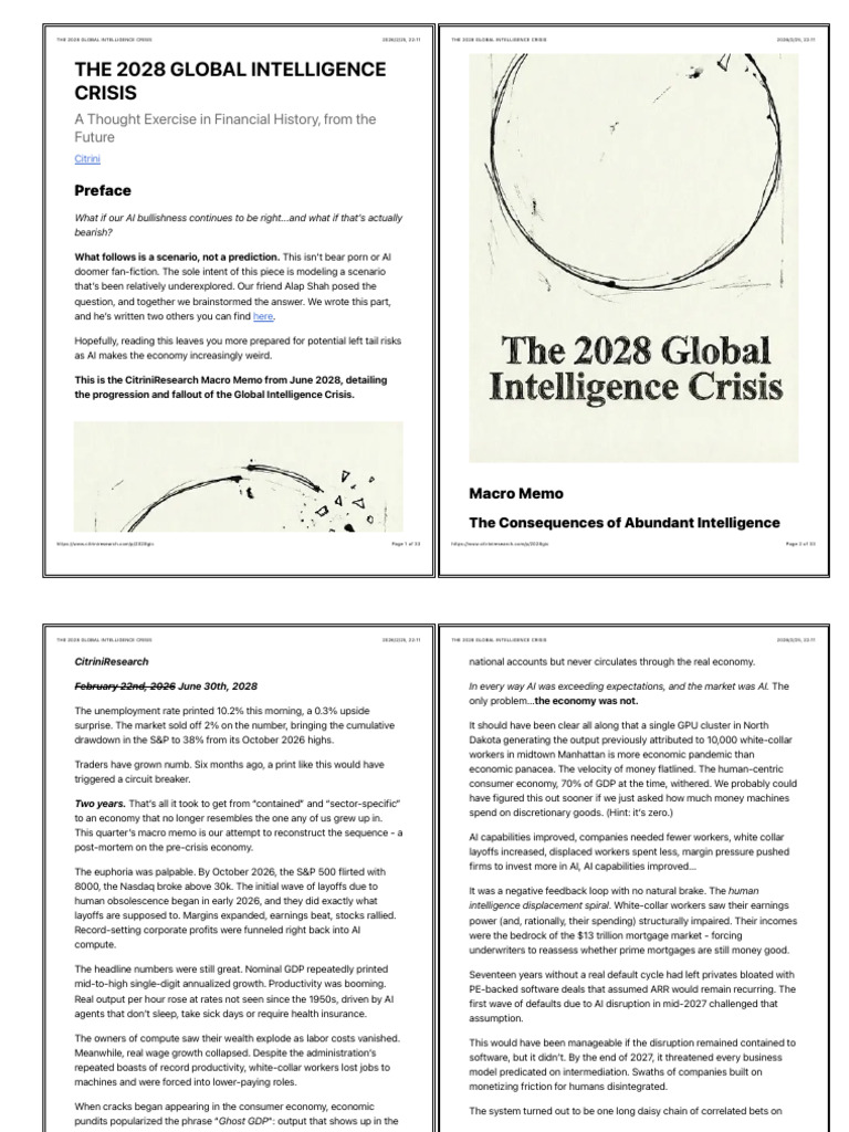 The 2028 Global Intelligence Crisis | PDF | Recession | Artificial ...
