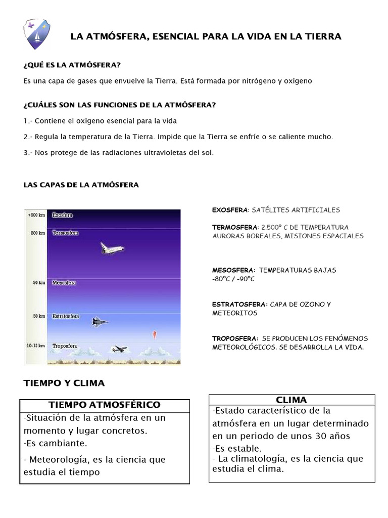 La Atmósfera, Esencial para La Vida en La Tierra | PDF