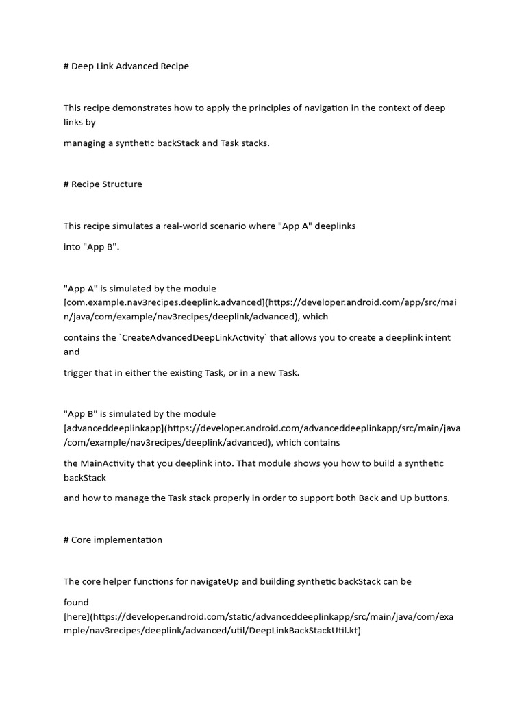 Deep Link Advanced Recipe | PDF | Android (Operating System) | Computer ...