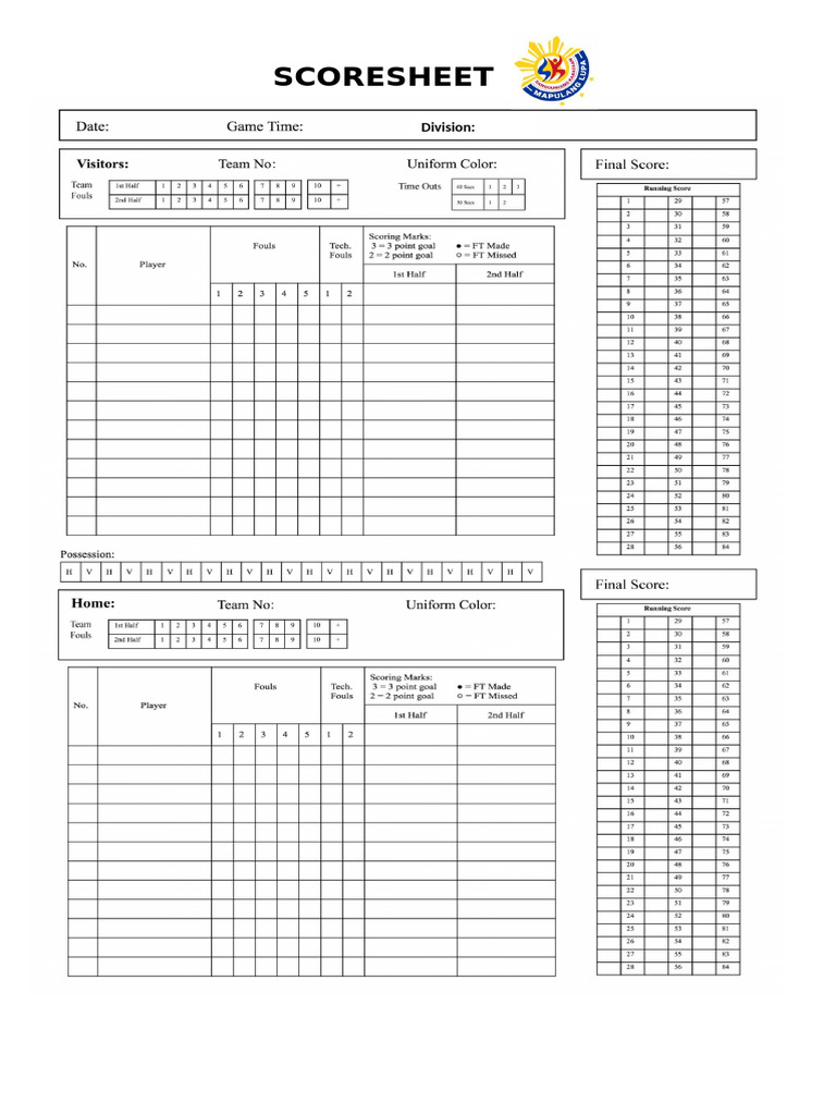 Scoresheet (7) - Copy | PDF