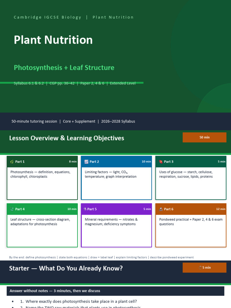 Section 5 Plant Nutrition-Jameel | PDF | Leaf | Stoma