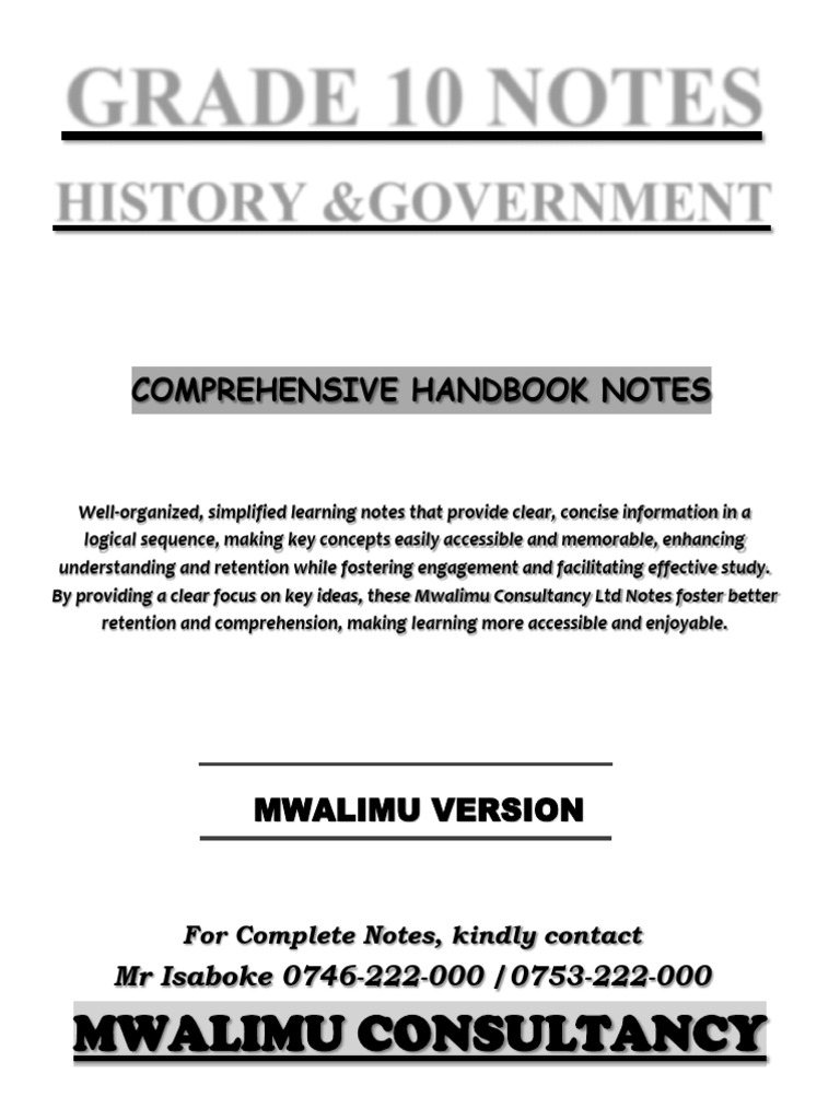 Grade 10 History Notes SP | PDF | Kenya | Voting