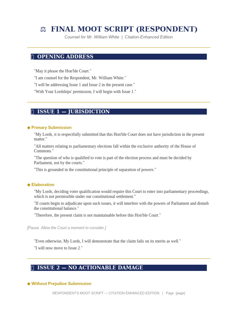 Moot Script Citation Enhanced | PDF | Tort | Damages
