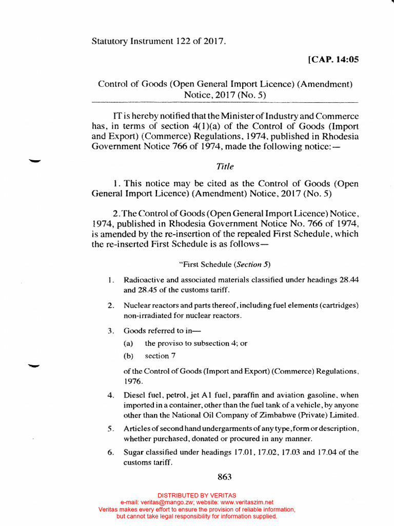 SI 2017-122 Control of Goods (Open General Import Licence) (Amendment ...