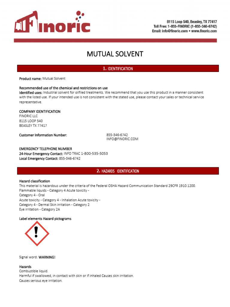 Mutual Solvent | PDF | Toxicity | Firefighting