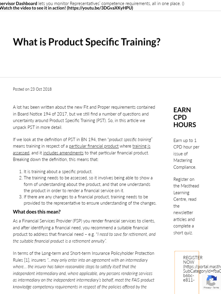 What is Product Specific Training | PDF | Regulatory Compliance ...