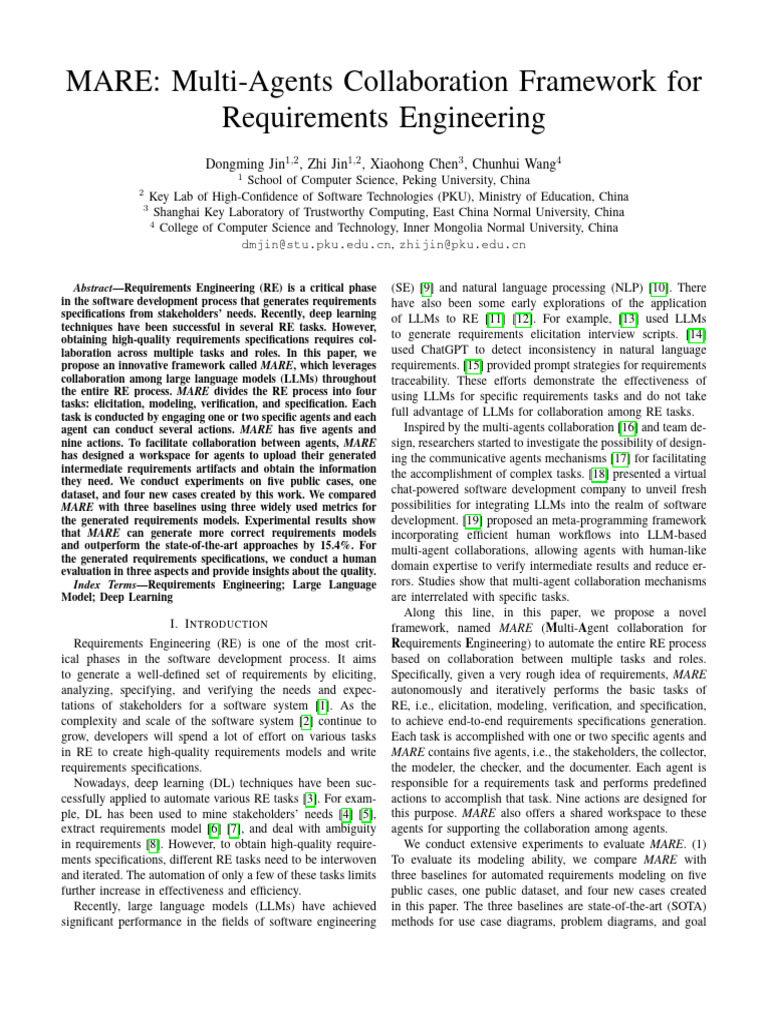 MARE Multi Agents Collaboration Framework for Requirements Engineering ...
