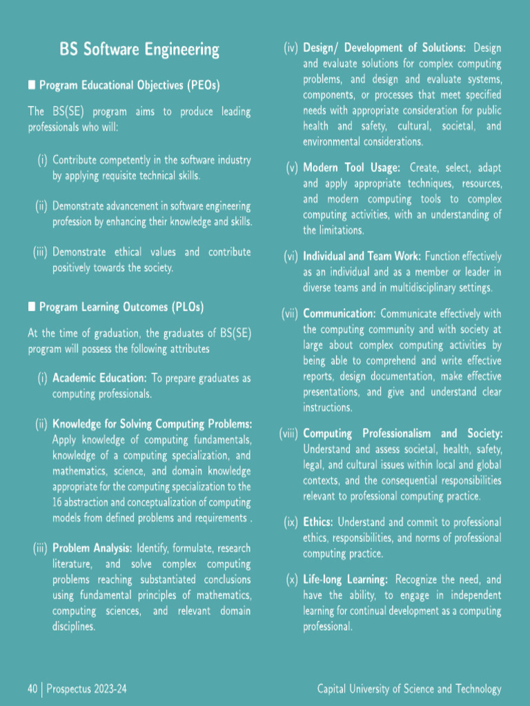SE semester Courses vice outline | PDF
