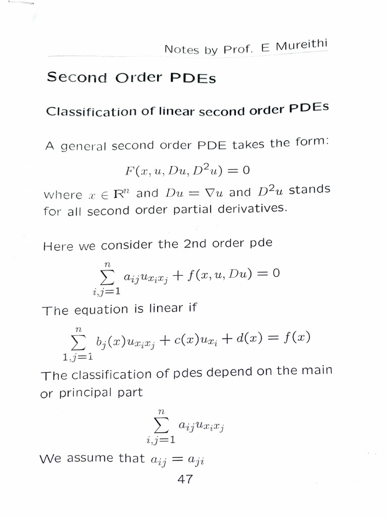 Classification of Second Order Linear Pdes | PDF