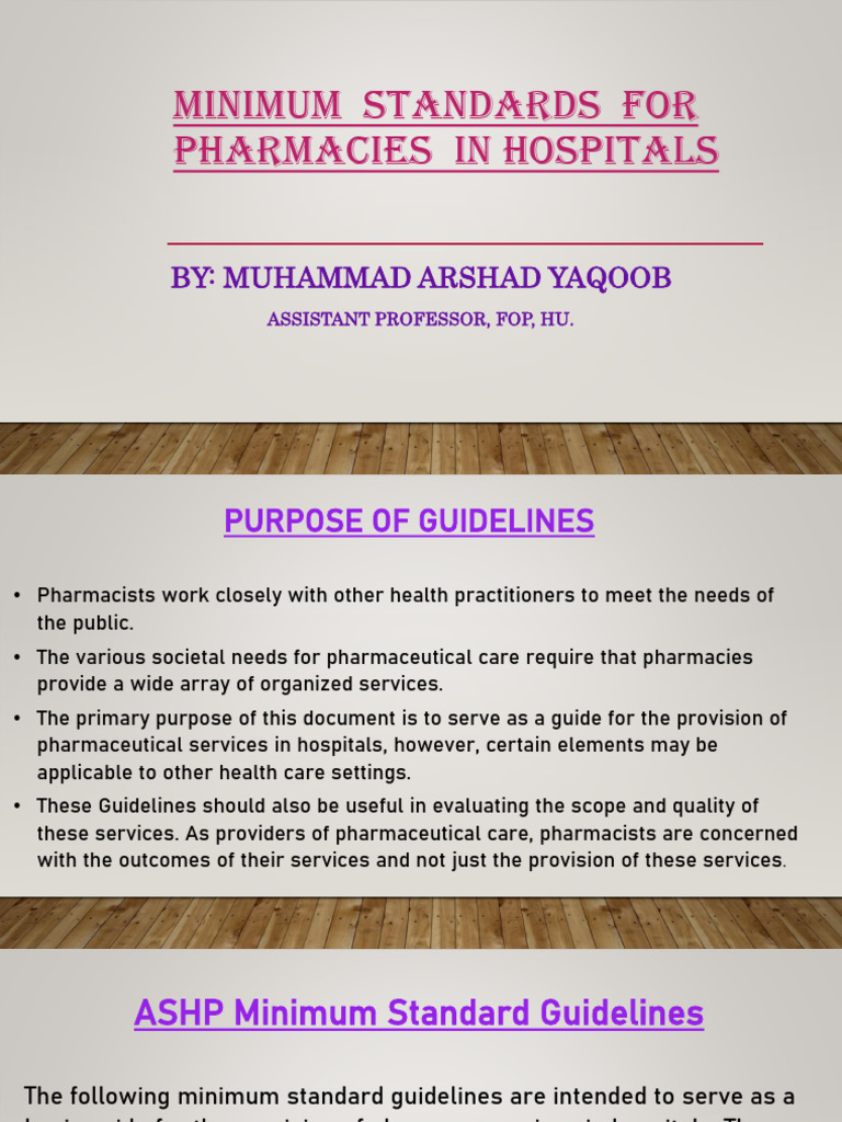 8- Minimum Standards for Pharmacies in Hospitals | PDF | Pharmacy ...