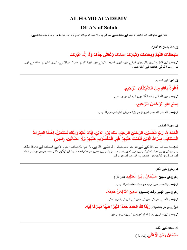 Dua-Namaz AL Hamd Acadeny | PDF