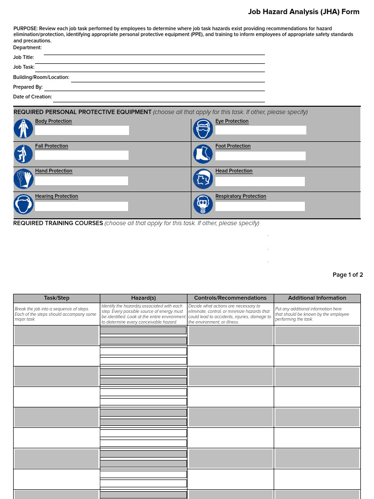 7 JHA Template | PDF | Personal Protective Equipment | Safety