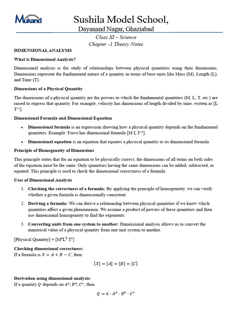 Ch1 Class XI Notes Theory | PDF | Significant Figures | Multiplication