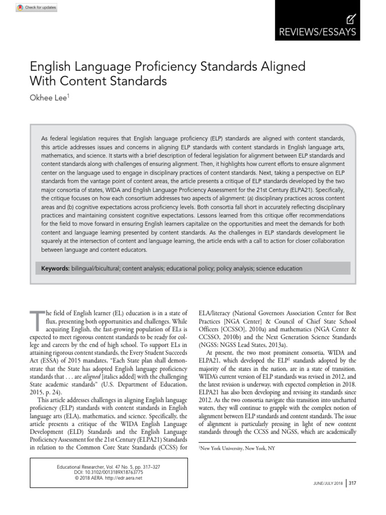 Lee - 2018 - English Language Proficiency Standards | PDF