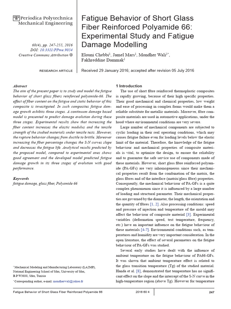 Fatigue Behavior of Short Glass Fiber Re | PDF | Fatigue (Material ...