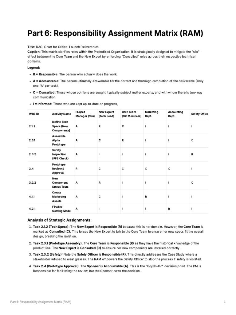 Part_6_Responsibility_Assignment_Matrix_(RAM) | PDF