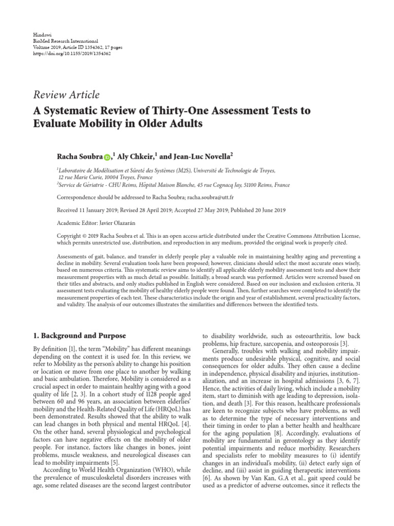 Tests for Older Adults | PDF | Validity (Statistics) | Geriatrics