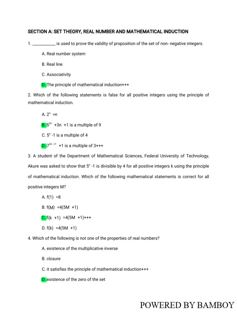 MTS 101 PLUS Math. induction, Set Theory | PDF | Real Number | Numbers