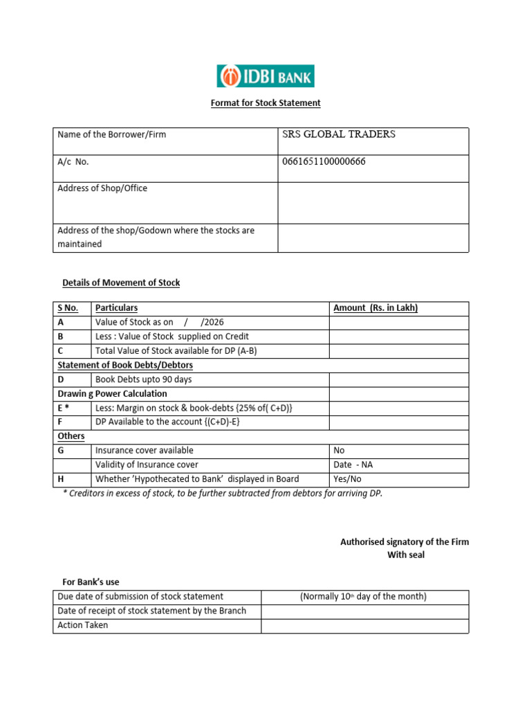 Stock Statement | PDF