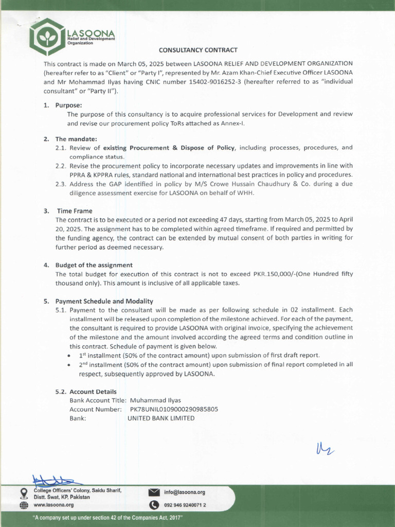 Lasuna TOR Contract | PDF