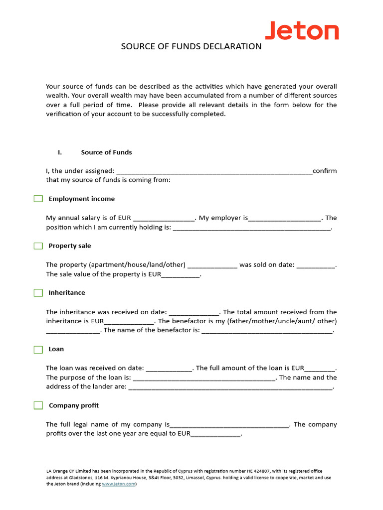 La Orange Limited Sof Declaration (1) | PDF | Economies